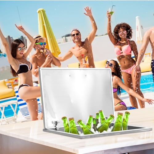 304 Stainless Steel Built-in Refrigerator Bin, Kitchen Cold Storage Container, Multiple Sizes (20x16x13 Inch Etc.), Commercial & Home Use Chilling Bin - size: 28''L x 18''W x 17''H