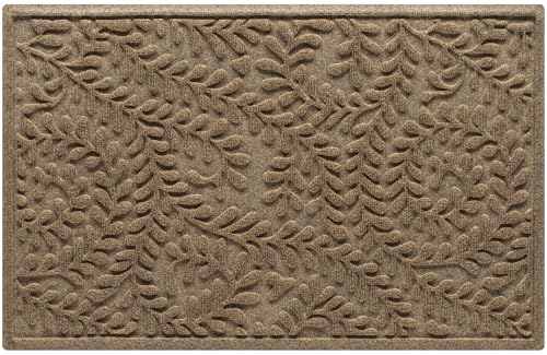 WaterHog Boxwood Front Door Mat Indoor Outdoor Entrance, All-Weather Mats - color: Camel, size: Medium 23"x36" (2’x3’)