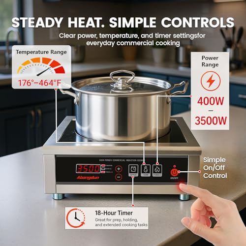 3500W Commercial Induction Cooktop, 220V Single Countertop Burner - size: 3500W/220V