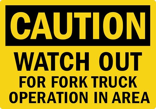 StickerJet OSHA Caution Sign Watch Out For Fork Truck Operation In Area Stickers – Self Adhesive Vinyl 5-Pack, Sign for Warehouse and Industrial Waterproof & UV Resistant (7" x 10") - color: Caution: Watch Out Operation In Area, size: 7" x 10"