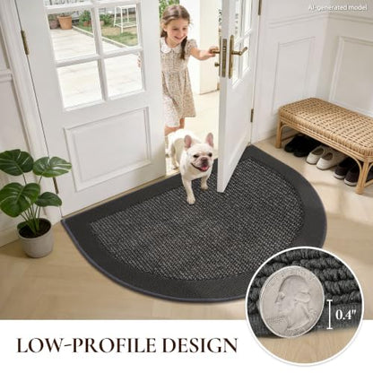 Dirt Trapper Door Mats 26" x 40", Non-Slip & Washable, Dark Grey - color: Dark Grey, size: 26" X 40" (Semicircular)
