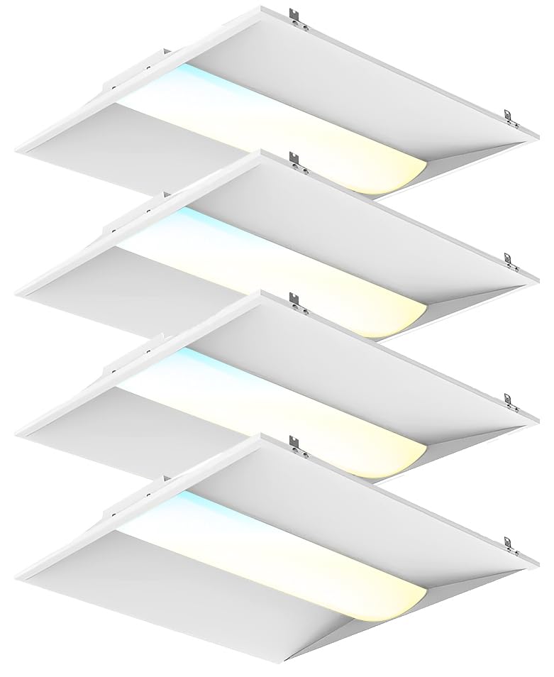 2x2 FT Center Basket LED Troffer Panel Light, 20/30/40W, 3 Color Options 3000K | 4000K | 5000K, Dimmable Drop Ceiling Lights, 2500/3750/5000 Lumens, Damp Rated, 120-277V, Premium (4 Pack) - size: 2X2 Troffer - 4 Pack