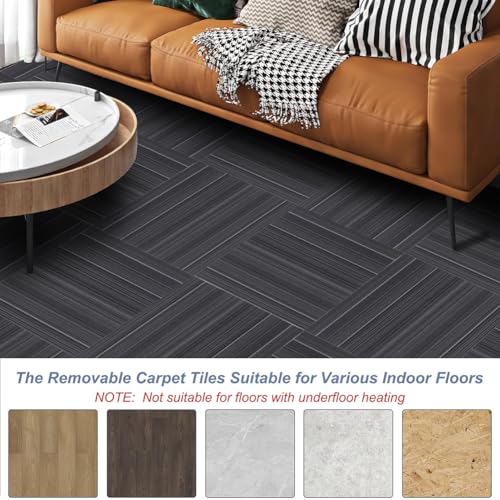 ALTRUISTIC Heavy Duty Commercial Carpet Tiles, 24" x 24",18 Pieces/72 sq ft - color: Black