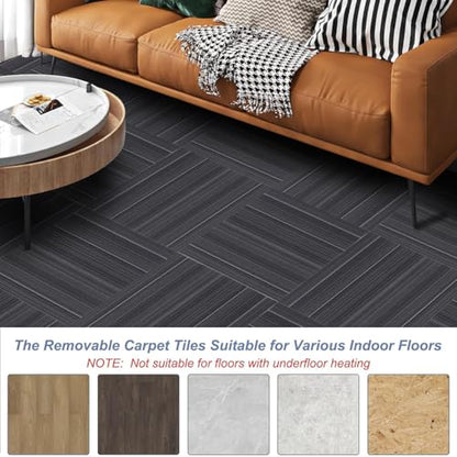 ALTRUISTIC Heavy Duty Commercial Carpet Tiles, 24" x 24",18 Pieces/72 sq ft - color: Black