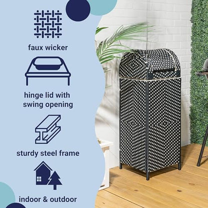 happimess Darla 24 Gal Outdoor Trash Can Swing Top, Dark Navy/White - color: Dark Navy/White, size: 24 Gallons
