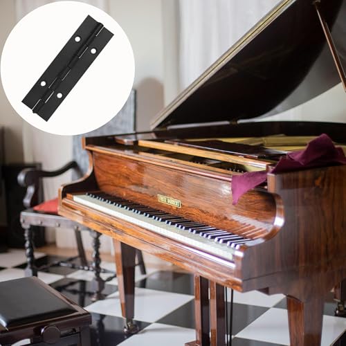 6 Pack Continuous & Piano Hinges,4 inches Black 304 Stainless Steel Hinges 0.04" Thickness Heavy Duty Continuous Hinges with Holes for Pianos，Door，Wooden Boxes，Cabinet. (4inch/10cm) - size: 4inch