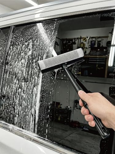 2 in 1 Window Squeegee for Car,Window Cleaner with Long Handle,Sponge Car Squeegee for Gas Station, Glass,Shower,Outdoor High Window Cleaning