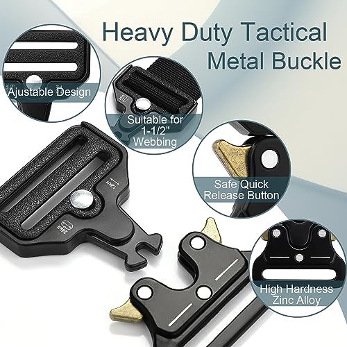 CooBigo 2 Pack Tactical Belt Buckles, 1-1/2" Heavy Duty Metal Tactical Buckle Clips for Dog Collar Hardware, Harness, Backpack, Luggage Strap Release Clasp Replacement (Black) - color: D: 1-1/2" Black 2pcs