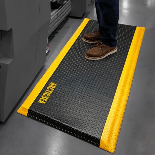 ARCTICSEA Anti Fatigue Mats Industrial 3 x 6 FT 15/16 Inch Extra Thick Standing Mat for Warehouse Workstation and Garage Black and Yellow - size: 60"L x 36"W x 0.9"Th