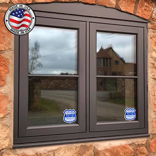 Psyfer® (Fade-Free) 6 Pack - Small Alarm Security Outdoor UV Window Stickers [Made in USA] - color: Blue & White