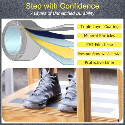 S&X Anti Slip Tape 6in x 60ft Grip Tape for Stairs, Ramps & Decks, Gray - color: Gray, size: 6" X 60'