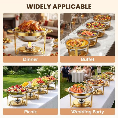 POWERFUEL 4 Pack 11QT Stainless Steel Rectangular Chafing Dishes for Buffet - size: 4 Pack