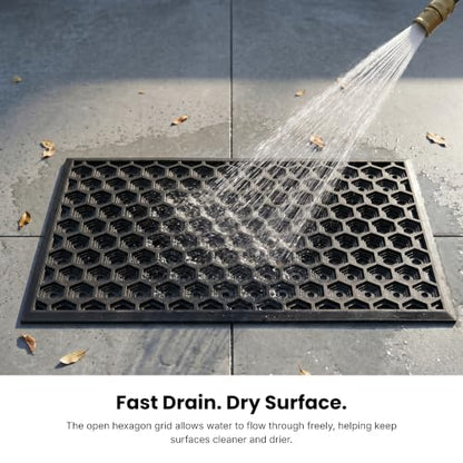 Subhera Collection Heavy Duty Rubber Door Mat 36"×60" Non-Slip Drainage with Dirt Scraper | Outside Doormat for Front Pool Deck & Patio All-Weather 100% Won't Curl or Blow Away - size: 3' x 5' (Rectangular)