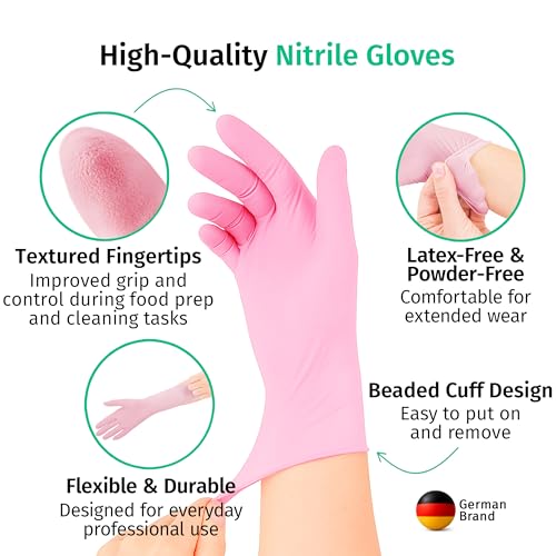 SF ColorTouch Pink Nitrile Gloves 4 Mil – 100 Latex Free Powder Free Gloves for Nail Techs & Salon Use - size: Small