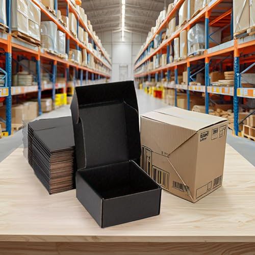 8x8x4 Black Shipping Boxes for Small Business, Packing, 25 Pack - color: Black, size: 8x8x4 inch