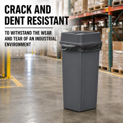 23 Gallon Gray Square Plastic Kitchen Trash Can with Drop Lid - color: Gray