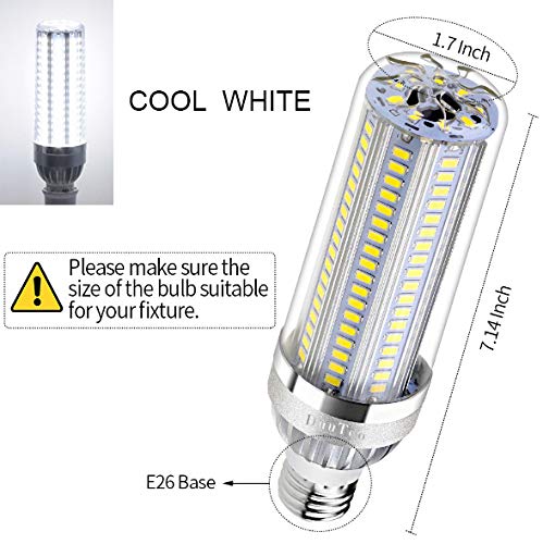 KLED LED Corn Bulb, Super Bright, 50W (300W Equivalent), 5300 Lumen, 6000K (Cool White), LED Light Bulb, Medium Base E26, CRI 85+, for Garage Warehouse High Bay Barn Backyard (Cool White, 50W)