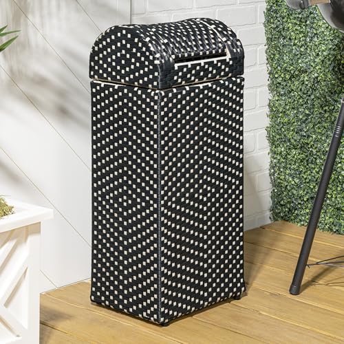 happimess Darla 13 Gal Outdoor Trash Can Swing Top, Dark Navy/White - color: Dark Navy/White, size: 13 Gallons
