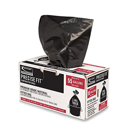 Suncast 55 Gal, Extra Tall Commercial Contractor Trash Bags, 3 Mil, 15 Pack