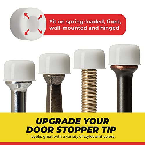 Premium Rubber Door Stop Stud Replacement Tips – Doorstopper Bumpers, Springe Hinge End Caps for Wall & Floor Protection – Universal Size (White) - color: White