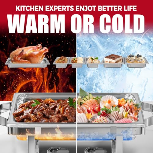 IMACONE 4 Pack Chafing Dish Buffet Set, 8QT Stainless Steel Rectangular Chafers and Buffet Warmer Sets 7 Pans Rolled-Edge Design for Catering Event Party Holiday - color: Silver, size: 4-Pack Combo