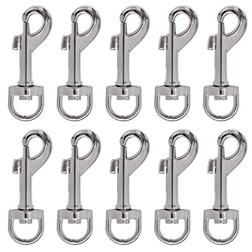 20pcs Snap Hooks for Dog Leash Collar Linking, Heavy Duty Swivel Clasp Eye Bolt Metal Buckle Trigger Clip for Spring Pet Buckle, Purse Bag Making, Keychain, Handmade Crafts DIY Project - color: Silver