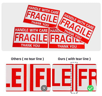 3 x 5 Inch Fragile Stickers Handle with Care 500 Permanent Adhesive Fragile Stickers for Shipping Moving Glass Commercial Grade Fragile Labels (1 Roll, 500 Labels) - size: 3" x 5", style: 1 Roll - 500 PCS