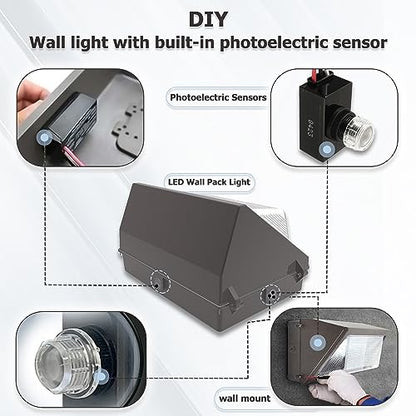 BOJACK Outdoor Hard-Wired Post Eye Light Control with Light Sensor Direct Wire-in Electronic Photocontrol with Photocell Light Sensor for Outdoor Lighting