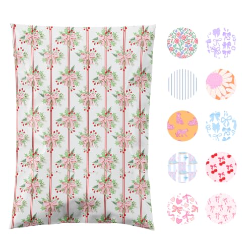 Pretty Package Store Poly Mailers 10x13, Christmas Bows, 100 Pack - color: Christmas Bows, size: 10x13
