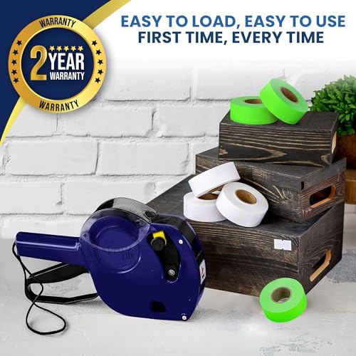 Perco Price Gun 1-Line Kit with 2 White 4 Green Rolls, Clip & Ink Rollers - color: Fluorescent Green
