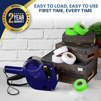 Perco Price Gun 1-Line Kit with 2 White 4 Green Rolls, Clip & Ink Rollers - color: Fluorescent Green