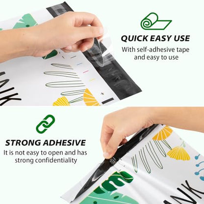 Oududianzi Poly Mailers 10x13, 100PCS Shipping Bags, Mailing Bags, Packaging Bags, Mailers Poly Bags, Polymailer Packaging Bags for Small Bussiness - color: Big leaves, size: 10x13 - 100Pack