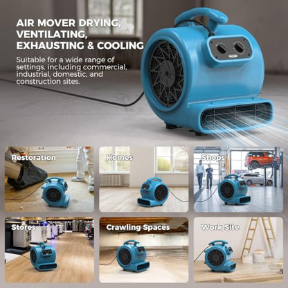 ALORAIR Air Mover 3 Speed Floor Drying Fan 5 Angle Blower Fan - GE2000T - size: Small