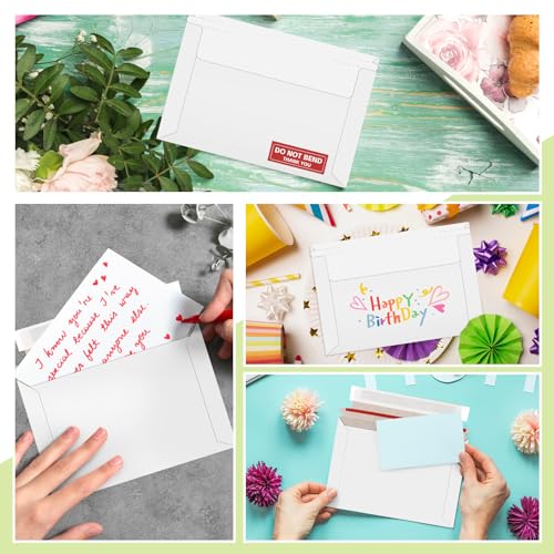 20 Pack 6.5x4.5 inch Rigid Mailers, Self Seal Photo Mailers Protective Flat Cardboard Envelopes White Blank Shipping Envelopes for Photos, Document, Invitation, Trading Card, Greeting Cards - color: White, size: 6.5x4.5 Inch