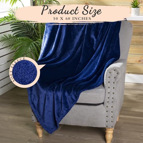 Tinideya Flannel Fleece Throw Blanket Bulk 50 x 60 Inch Soft Fleece Blanket Warm Throw Blankets Coral Blankets for Couch Sofa Home Wedding Gifts Season - color: Navy Blue
