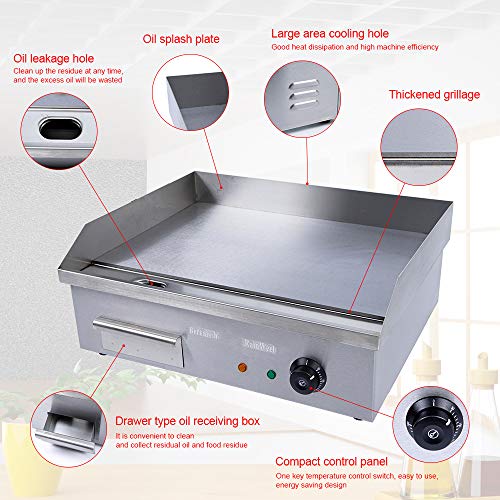 3000W Commercial Flat Top Griddle Countertop Electric Teppanyaki Grill - color: 3000W, 21.6"x13.8"