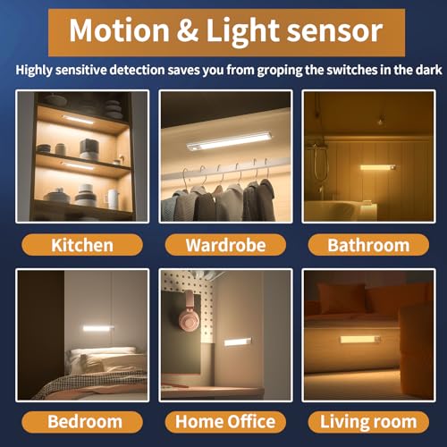 Soul Link 4-Pack 12" 88-LED Motion Sensor Under Cabinet Lights, Wireless - size: 12inch - 4pack