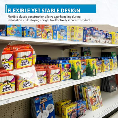 Shelf Dividers, 50 Pack, 3" x 17-9/16", Retail Shelf Organization, Product Separators, Clip Strip