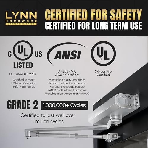 LYNN HARDWARE Light Duty Automatic Door Closer - Durable Cast Aluminum - color: Dark Bronze