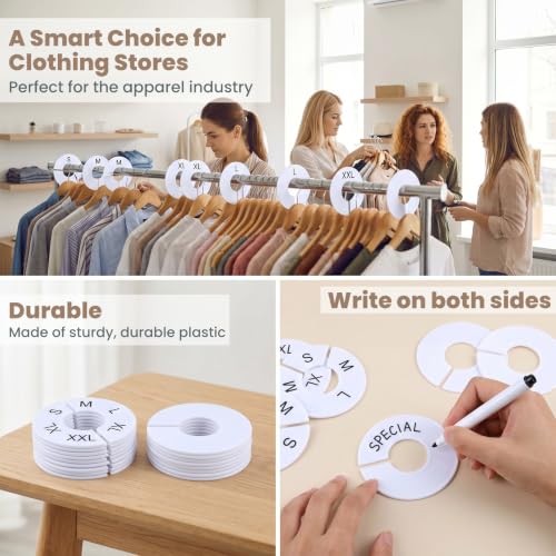 24 Pcs Size Clothing Rack Dividers, Plastic Size Markers for Clothing Racks