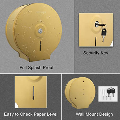 Commercial Jumbo Toilet Paper Dispenser, Wall Mount Stainless Steel - color: Gold