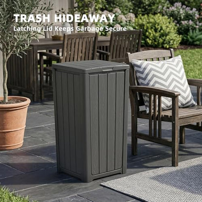 EFU 38 Gallon Outdoor Trash Can with Lid, Waterproof Garbage Can Bin - color: Black, size: 38 Gallon