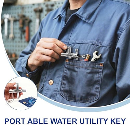 4-Way Sillcock Key, 2-Pack 40Cr Water Key, Multi-Functional & Utility Wrench, Shut Off Tool for 1/4", 9/32", 5/16", 11/32" Valve, Spigot & Electric Meter, Ideal for Home, Public & Commercial