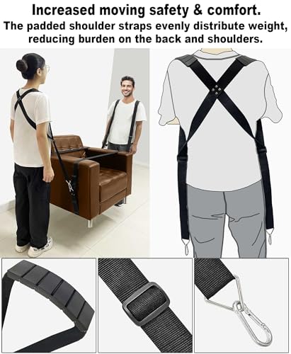 Shoulder Moving Straps With Cargo Tie Down, Move, Lift, Carry, Lashing and Secure for Safe and Efficient Moving of Heavy Objects, Furniture, and Appliances - 2 Person - color: 2 Person Moving Straps