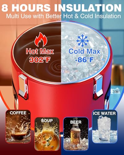 PYY Insulated Beverage Dispenser - 4 Gallon Stainless Steel Coffee Carrier with Spigot Handle, Commercial Thermal Container for Chocolate Iced Juice Tea, Milk Hot and Cold Drink - size: 4 Gallon