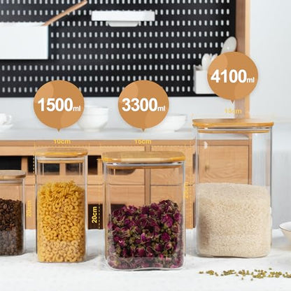D2scrma 50oz/149oz Square Glass Storage Containers with Lids 2-Pack - size: 149oz*1/50oz*1