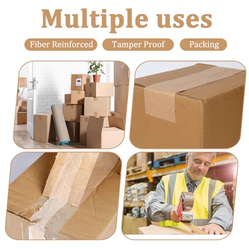 Water-Activated Kraft Paper Reinforced Tape, 2-Pack, 2.75 inches x 380 feet,Total Length 760 feet, for Heavy-Duty Secure Packaging and Shipping, Environmentally Friendly and Biodegradable