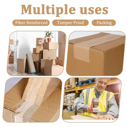 Water-Activated Kraft Paper Reinforced Tape, 2-Pack, 2.75 inches x 380 feet,Total Length 760 feet, for Heavy-Duty Secure Packaging and Shipping, Environmentally Friendly and Biodegradable