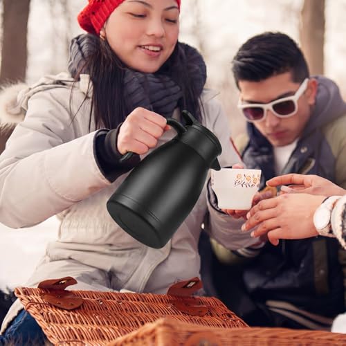 Norme 2 Pcs Thermal Coffee Carafe Creamer, Black, Silver, 25 oz - color: Black, Silver, size: 25 oz