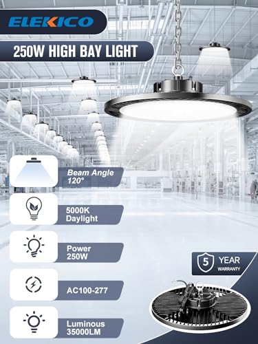 Commercial-grade 37500LM 250W High Bay Led Shop Light For Shop Garage Barn - size: 250W-2PACK